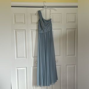 One strap blue bridesmaid dress